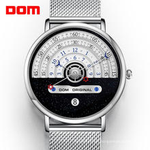 DOM 1228 Design Men Quartz Watch Space Creative Watches Star Moon Fashion Stylish Steel Mesh